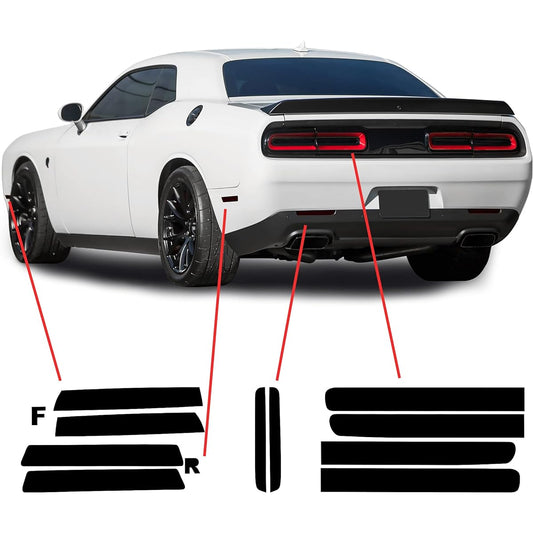BOGAR TECH DESIGNS Tail Light Side Marker Real Refrector Tint Kit DODGE CHALLENGER 2015-2022 Dark Smoke