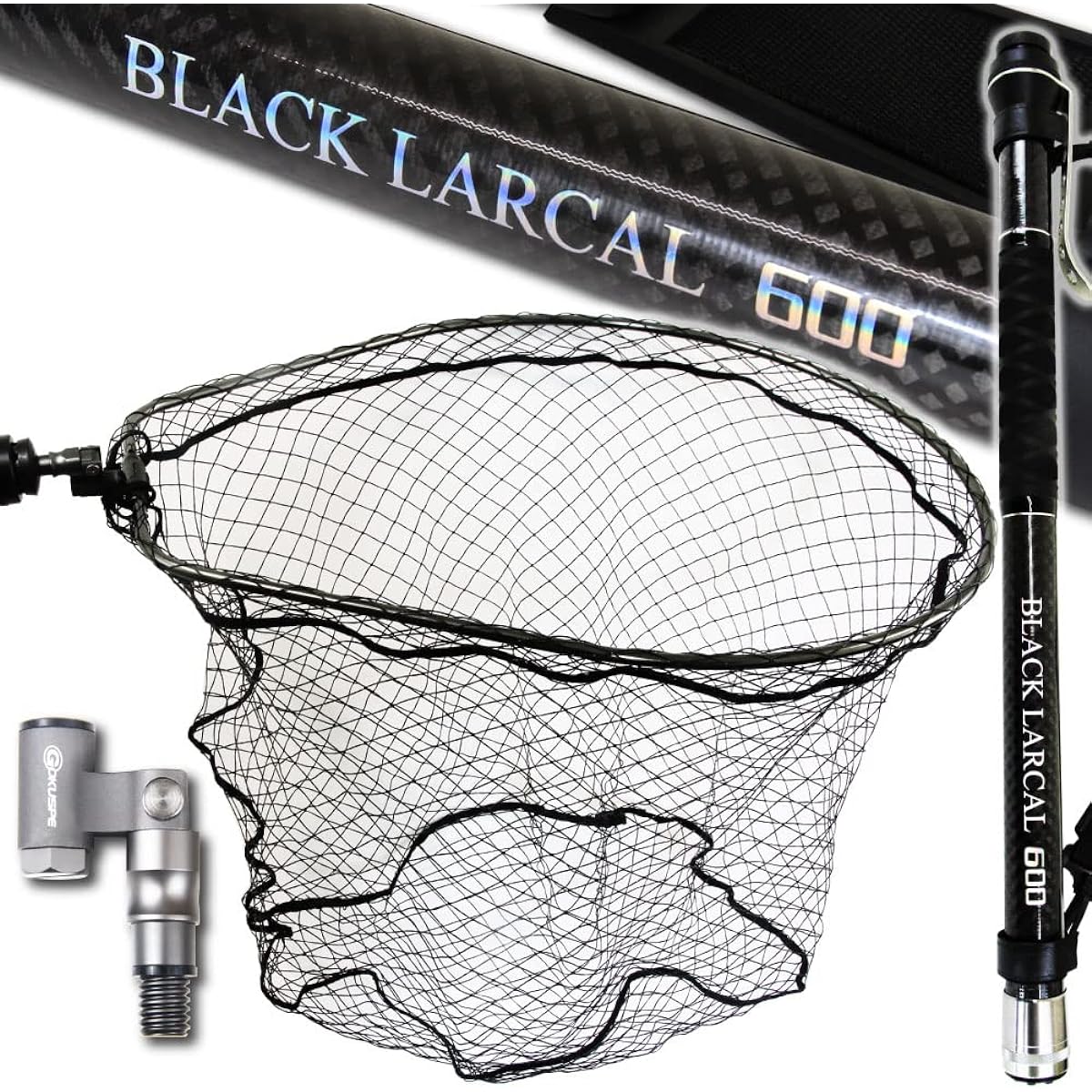 Gokuspe Carbon Landing Net Set with Stay for Shore Salt BLACK LARCAL 5M/5.5M/6M + Landing Net L + Tamo Joint 3 Piece Set