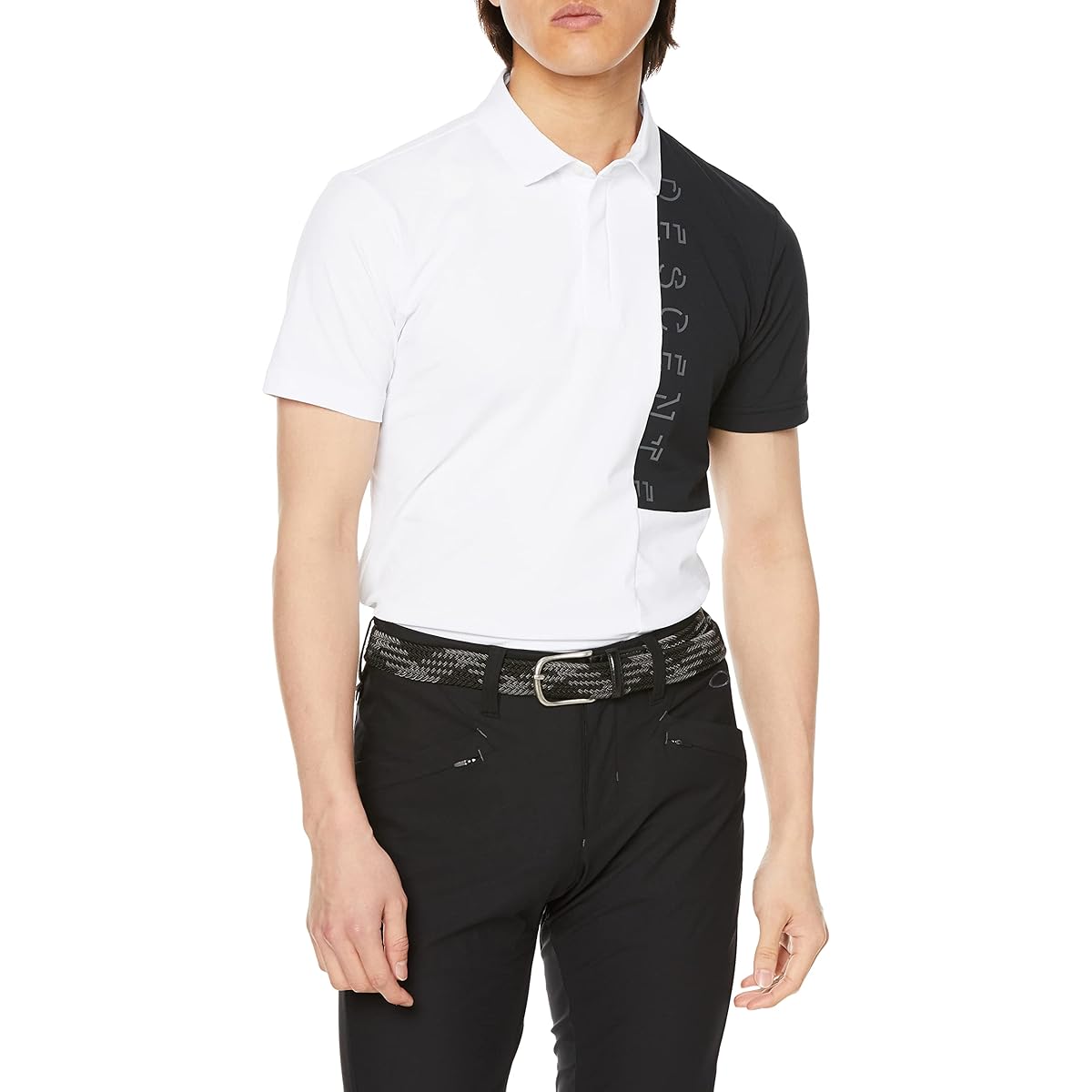[DESCENTE] Short Sleeve Shirt Sweat Absorbent Quick Drying UVCUT UPF50+ Stretch Switching Design Logo Print Golf DGMVJA05 Men's