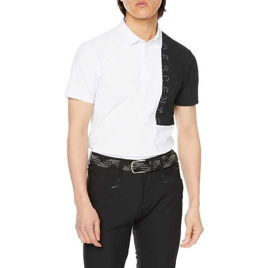 [DESCENTE] Short Sleeve Shirt Sweat Absorbent Quick Drying UVCUT UPF50+ Stretch Switching Design Logo Print Golf DGMVJA05 Men's
