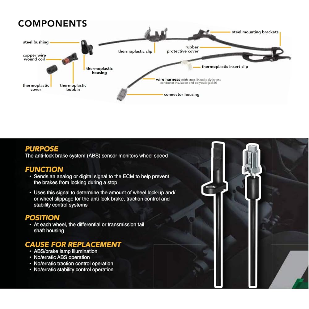 Front left or right ABS Wheel Speed Sensor 07-14 Escalade ESV EXT-07-13 AVALANCHE SILVERADO 1500/07-14 SUBURBAN 1500 TAHOE --07-13 Sierra 1500/07-14 YUKON XL 1500 Exchange Als14 65 2ABS08. 00