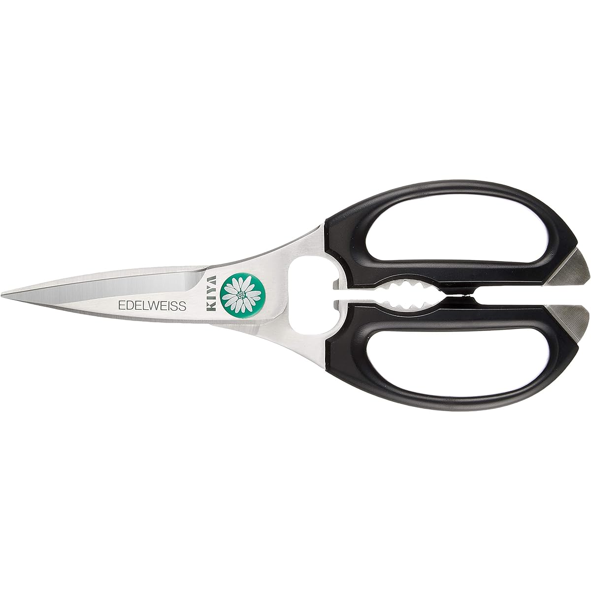 Kiya Edelweiss Cooking Scissors Kitchen Scissors Cooking Scissors Kitchen Scissors Made in Japan (Black)