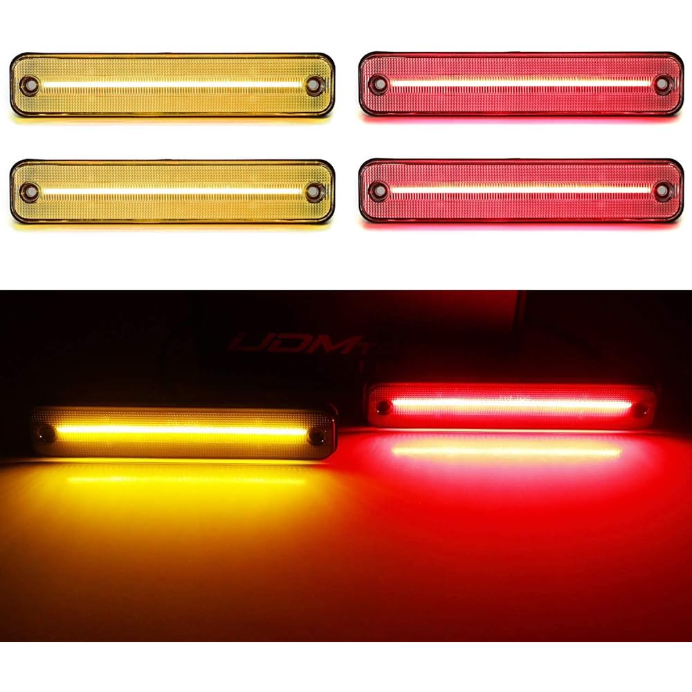 IJDMTOY Clear Lens Amber/Red Full LED Side Marker Light Kit 2003-2009 Hummer H2 Compatible 180-SMD LED equipped OEM side marker lamp replacement