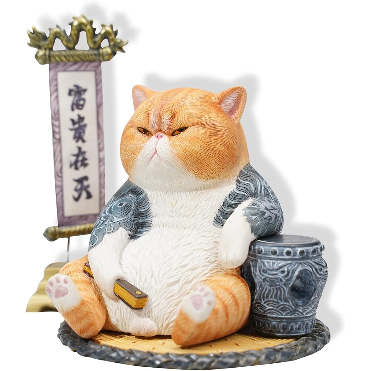JXK Tattoo Cat Statue, Yellow, dignified atmosphere, exquisite details, handmade, good luck, gift for friends