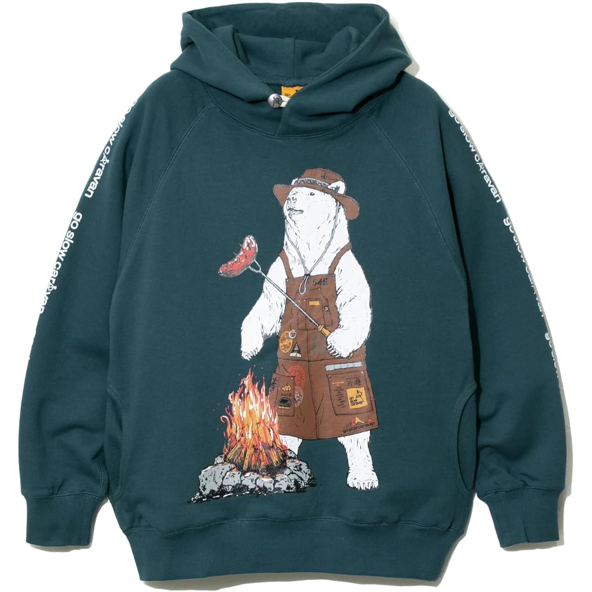[go slow caravan] 312607 Sky spun fleece Bonfire animal pull hoodie