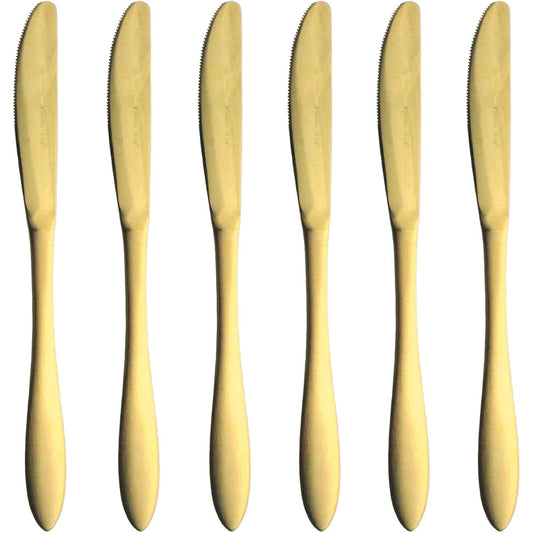 Nagao Tsubamesanjo Dinner Knife Gold 5pcs+1pcs 21.3cm 18-0 Stainless Steel Made in Japan