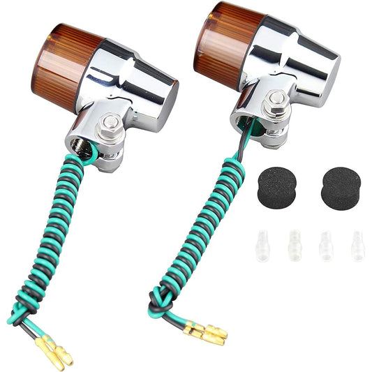 POSH Motorcycle Supplies Super Bike Mini Type Turn Signal Single Ball Plated Body/Orange Lens 093032