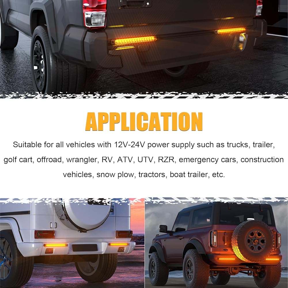 PSEQT 10 inch 15 LED Trailer identification Light LED Winker Tail Light Burtrip Truck Rear Side Marker Light Waterproof