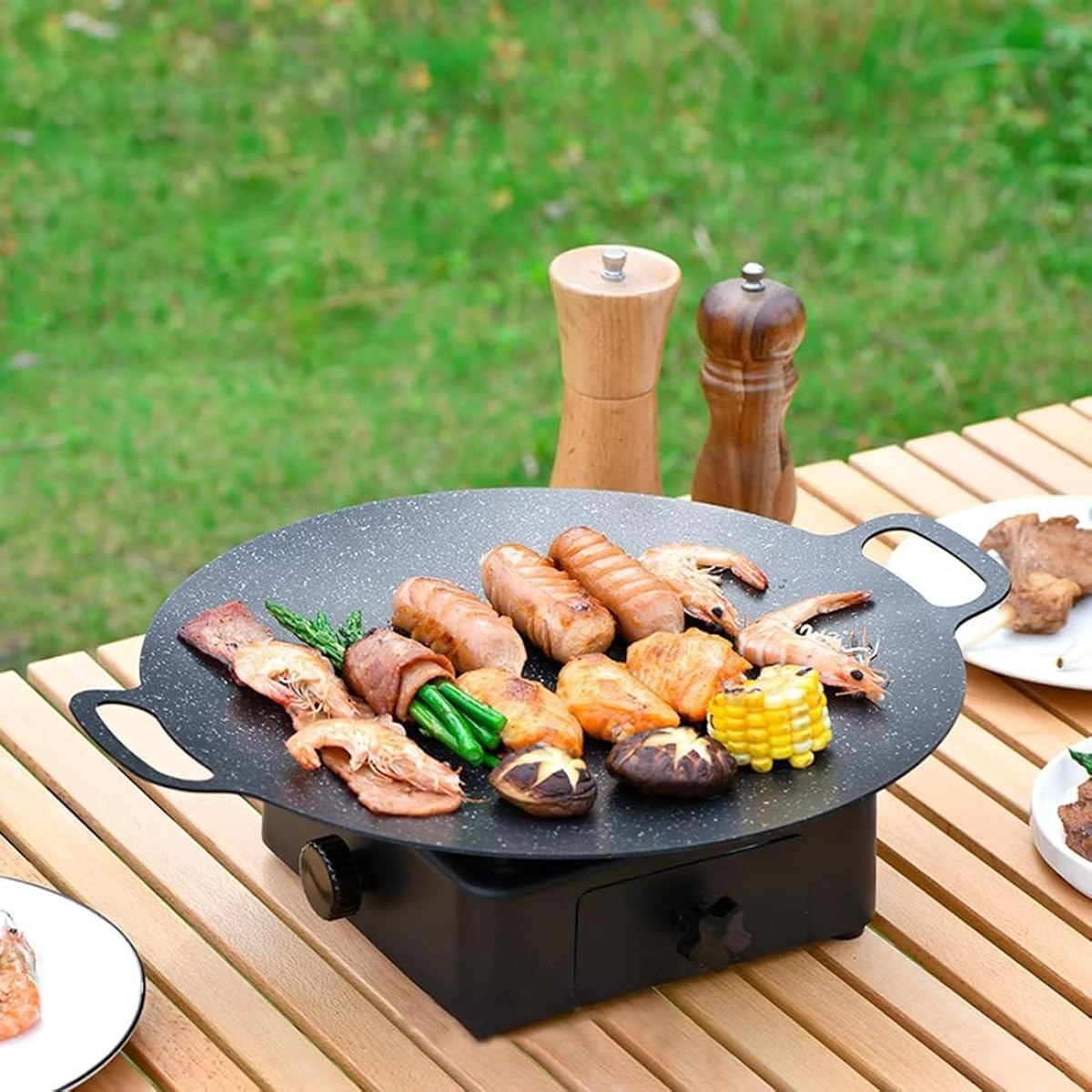 Cofco Life Kobo Multi Griddle Pan, IH Compatible, Iron Plate, Frying Pan, Griddle Pan, Grill Plate, Camping, BBQ, Mountain Climbing, Trekking, Barbecue, Outdoor, Lightweight, Aluminum Alloy, 34CM