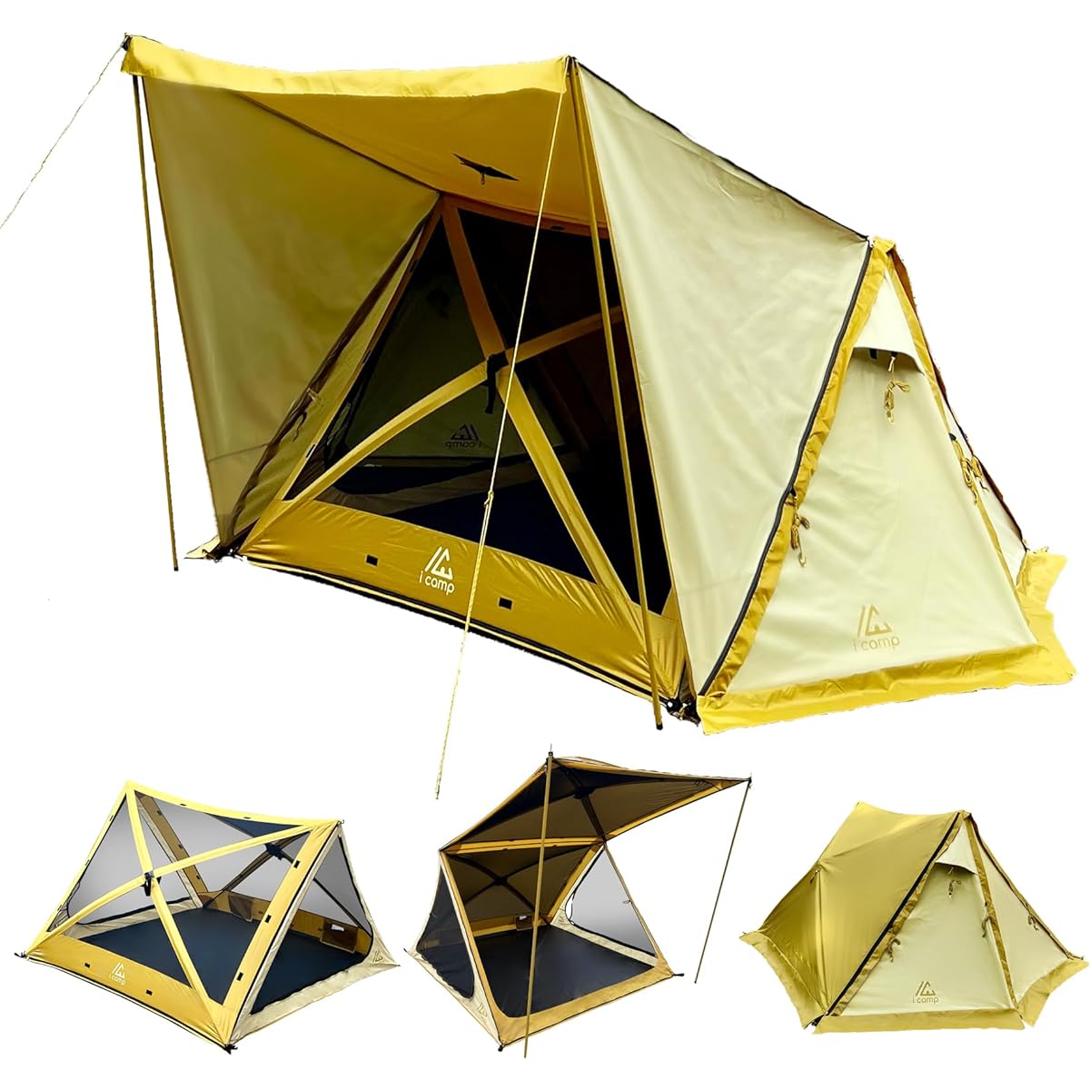 icamp Rakubain Super quick and easy to set up tent for 2 to 3 people, front room, UV protection, waterproof, with special ground sheet, canopy opening/closing, with poles, connectable, water pressure 2000mm, family, easy to take down, beginners, one-touc