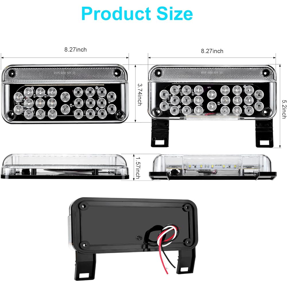 LIMICAR LED Trailer Light Kit RV Light Camped Car Tail Light 53LED Red Red Red Red LED Blake Base Black Base Clear Flex Lens Stop Turn Brake Tail Light/Numbers Plate Light Camper For Trailer Light