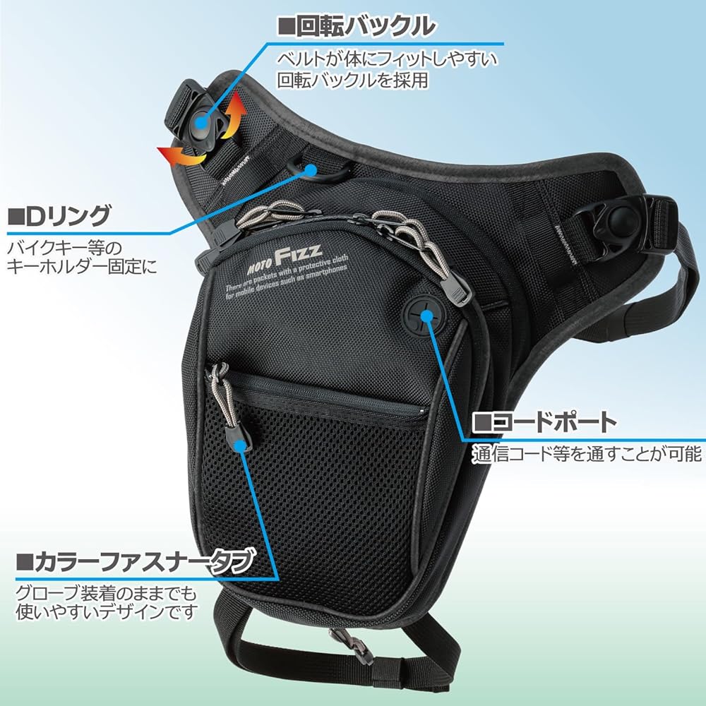 TANAX Holster Bag MOTOFIZZ Digibag Plus Black MFK-206 (Variable Capacity 2.8-4.6ℓ) Compatible with Motorcycles