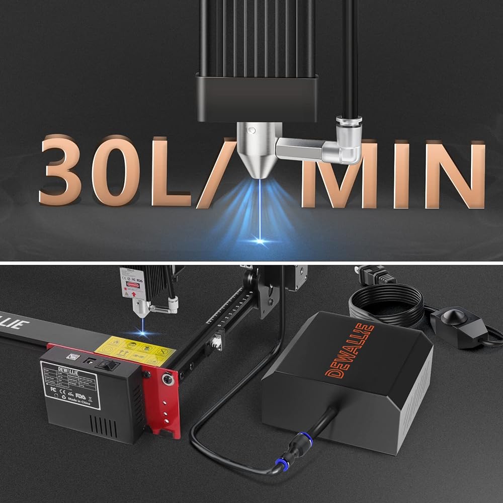 Dewallie Laser Airacist Air Assist Pump 30L/Sue Supports Most Laser Cutter Removes Smoke and Dust Low noise Assembly Easy to assemble