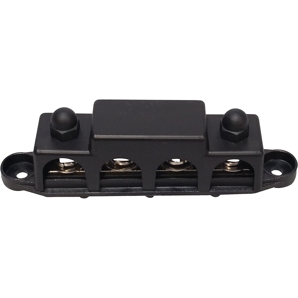 4 Stud distribution block -BUSBAR -with cover 3/8 "Black 38BLACK4TERM