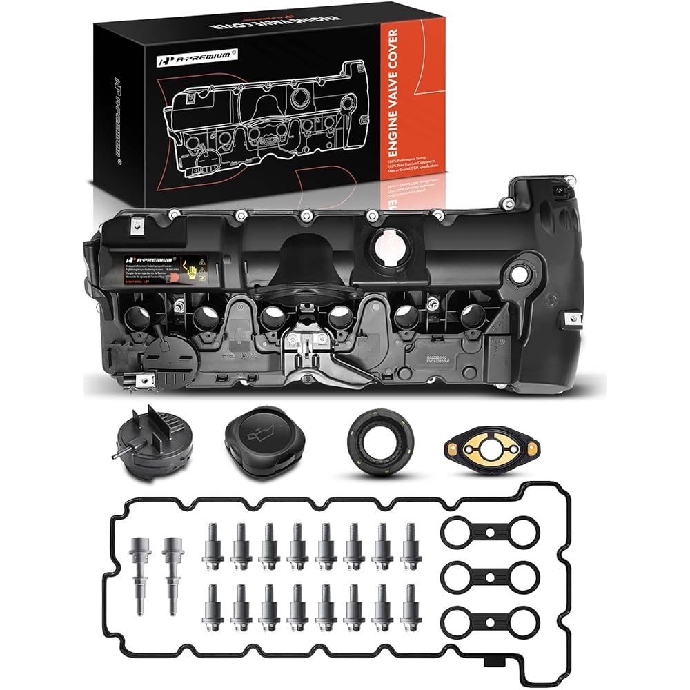 A-Premium Engine Valve Cover with Gasket & Bolt & Seal BMW 128i 328i 528i 328xi 528xi 328i xDrive 528i xDrive X3 X5 Z4 2006-2013 L6 3.0L Gas 1127552281