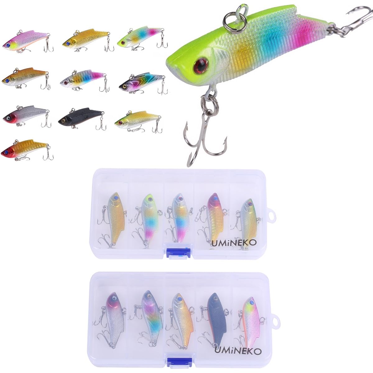 Umineko (UMiNEKO) 55mm 5cm10g Set of 10 Vibration NKVB001 KEEP Range Vibration Lure Case Seabass Horse Mackerel Rockfish Management Fishing Area Lure