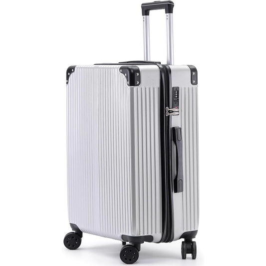 [WEGRET] Suitcase, Carry Case, Carry-on Bag, Carry-on Zipper, Ultra Lightweight, Zipper, Shockproof, Popular, 360 Degree Rotation, Quiet Double Casters, Equipped with TSA Rourke, Travel Business 908 (S Size/1-3 Nights/35L/Carry-on, Silver)