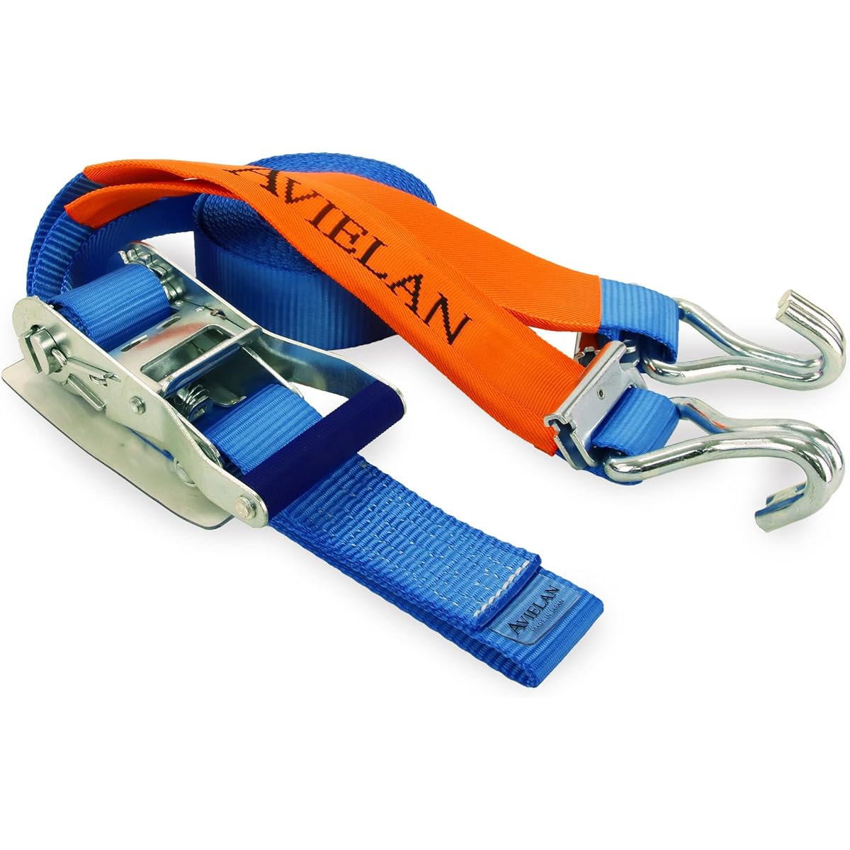 AVIELAN Lashing Belt 50mm Width RJ Hook (Track Rail Compatible) Winding 3m Fixed 0.5m Blue (Right Fixed Specification)