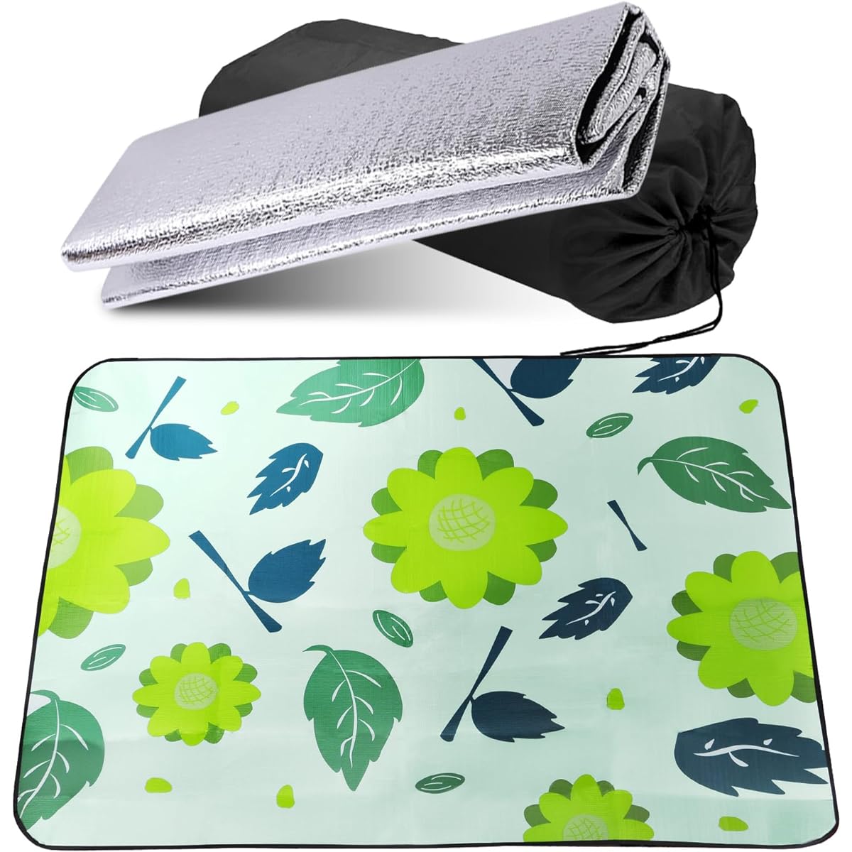 Leisure Sheet, Thick Picnic Mat, Large Size, 200*150cm, Insulation, Aluminum Sheet Beach Mat, Heat Retention, Waterproof, Disaster Prevention, Lightweight, Cherry Blossom Viewing, Cute, Camping, Excursion, Folding, Foldable, Outdoor Ground Sheet