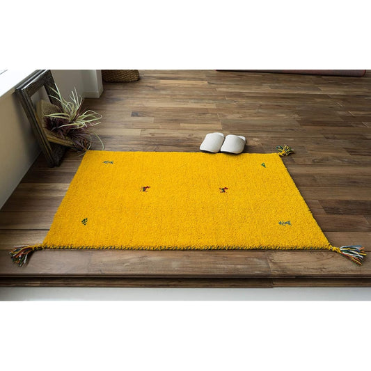 Sayangsayan Handwoven Gabbeh Gabbeh Entrance Mat Indoor SW01 70x120 Yellow Wool