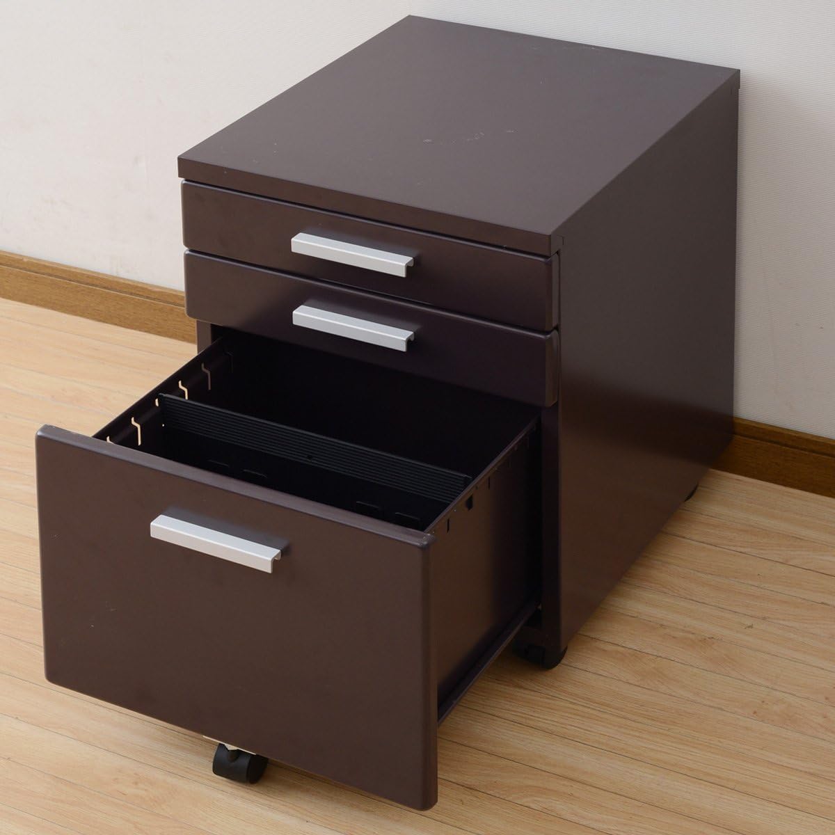 YAMAZEN Cybercom Desk Side Chest Height 55cm Dark Brown RCD-3(DBR)