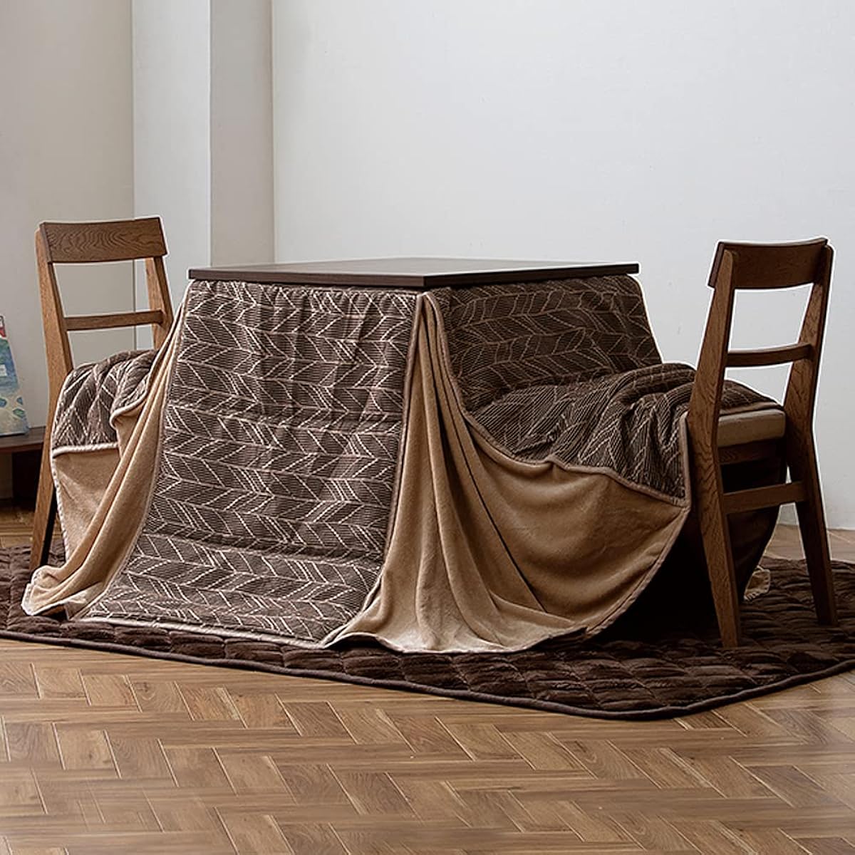 Iris Ohyama Kotatsu Comforter, Rectangular, High Type, Uses Heat Storage Cotton, Reversible, Scandinavian, Stylish, KKBJ-2422 Brown/Beige