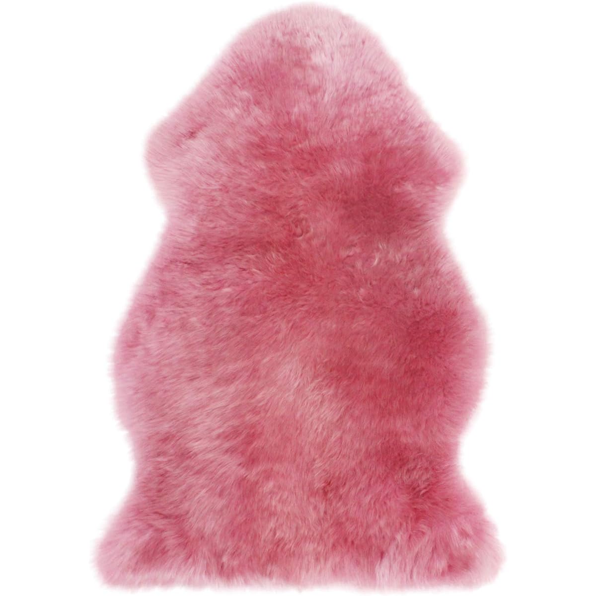 Shearling Rug Natural Australian Long Hair Single Animal Rug Pink 60 x 90cm Washable NF001PK