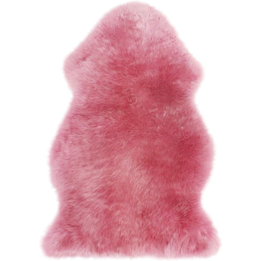 Shearling Rug Natural Australian Long Hair Single Animal Rug Pink 60 x 90cm Washable NF001PK