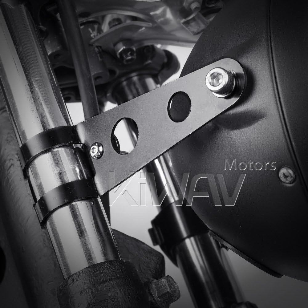 KiWAV Motorcycle Headlight Hardware Fork Clamp Black Steel 30-38mm 2 Pcs