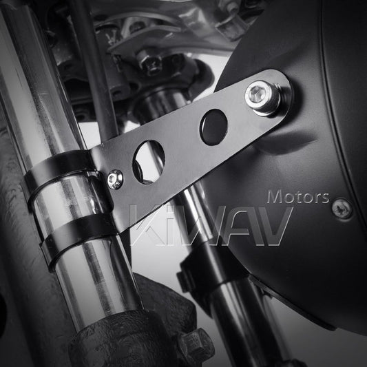 KiWAV Motorcycle Headlight Hardware Fork Clamp Black Steel 30-38mm 2 Pcs