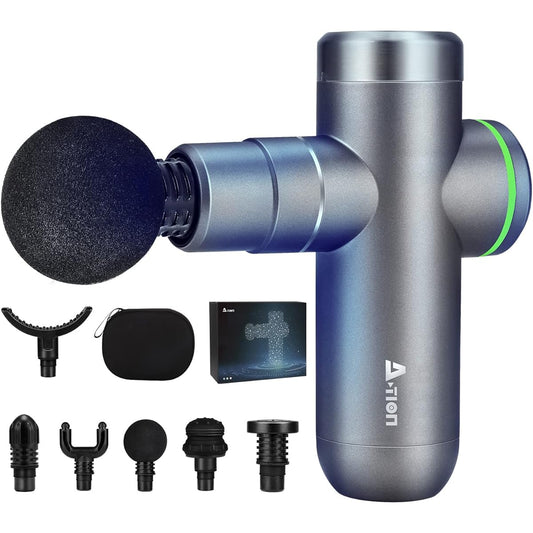 ATION-Fascial Release Gun-Muscle Relaxation-Handigan-Kinmaku Release Gun-8mm Amplitude-6 Attachments-6 Level Adjustment-TypeC Rechargeable-Respect for the Aged Day Celebration Christmas Gift-Portable Quiet Lightweight Convenient Storage Box Included