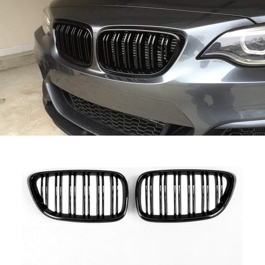 Zealhot Front Grille Radiator Grille Garnish Stream Glossy Black Sport Version for BMW 2 Series F22 F23 F87(M2) 2014-2020 Left and Right Set