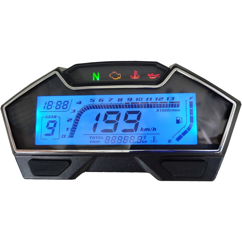 BLUERICE 199 Kph Mph Universal Motorcycle Speedometer Digital LCD Odometer Tachometer