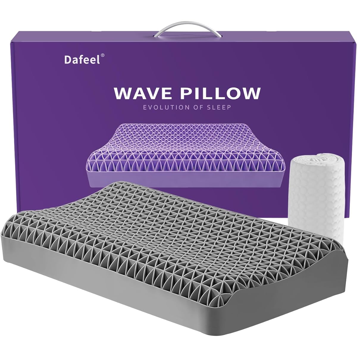Dafeel Zero Gravity Gel Pillow, Pillow, High Resilience, Washable, Sideways Use, No Stuffy, Comfortable Sleep Pillow, Gel Pillow, Ergonomic, Height 3.1 - 3.9 inches (8 - 10 cm), Wavy Shape, Pillow