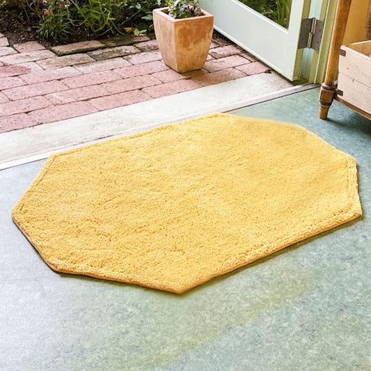 Entrance mat, Feng Shui, yellow, natural material, 100% cotton, good luck, stylish, made in Japan, 60 x 90, octagonal, plain, entrance mat, Feng Shui