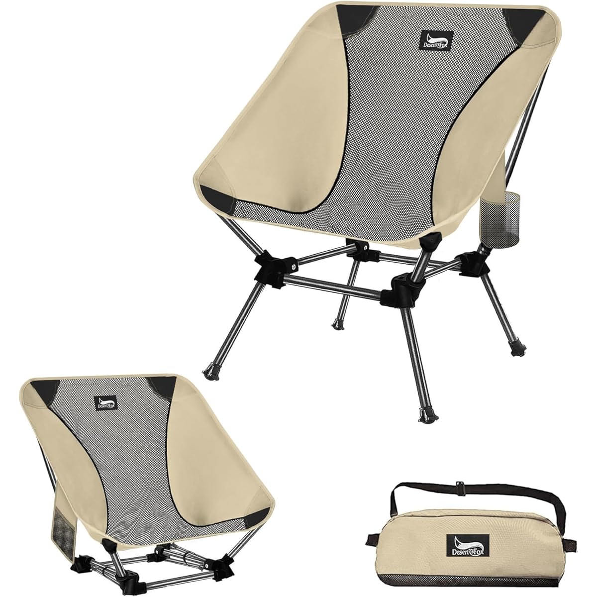 Outdoor Chair 2WAY Grand Low Chair Camping Chair Low Chair Grand Chair Lightweight [Uniquely developed cup holder] With pocket Load capacity 150kg Compact Chair Chair Low type Storage bag included Convenient for fishing, mountain climbing, carrying ST-WB