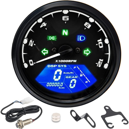 GDDGHS Motorcycle Speedometer Digital Universal Digital Gauge Motorcycle Tachometer Speedometer MPH with Multifunction Indicator Light Display LCD Display Waterproof