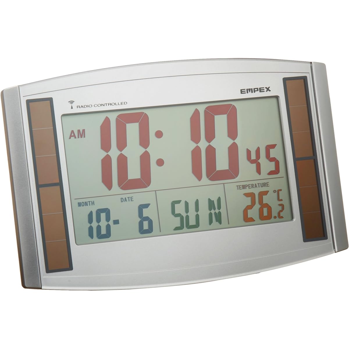 EMPEX Color Radio Clock/Solar Eco Desk Hanging LC-821 Shine Silver