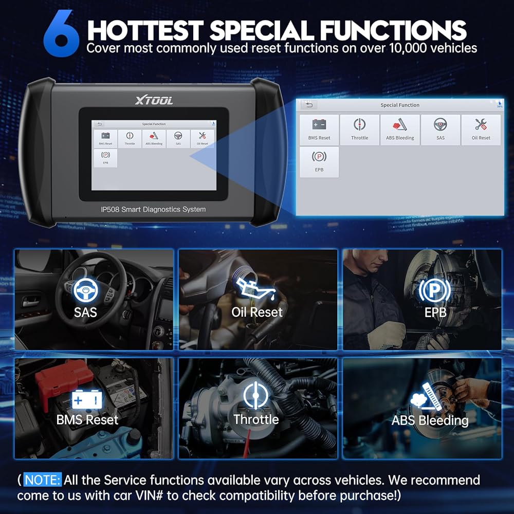 Xtool Inplus IP508 OBD2 Scanner ABS SRS Transmission Engine Code Leader Diagnosis Scan Tool 6 Reset Service Oil/EPB/SAS/BMS/Throttle Reset/ABS Breeding Full OBDII Diagnosis Free Updated