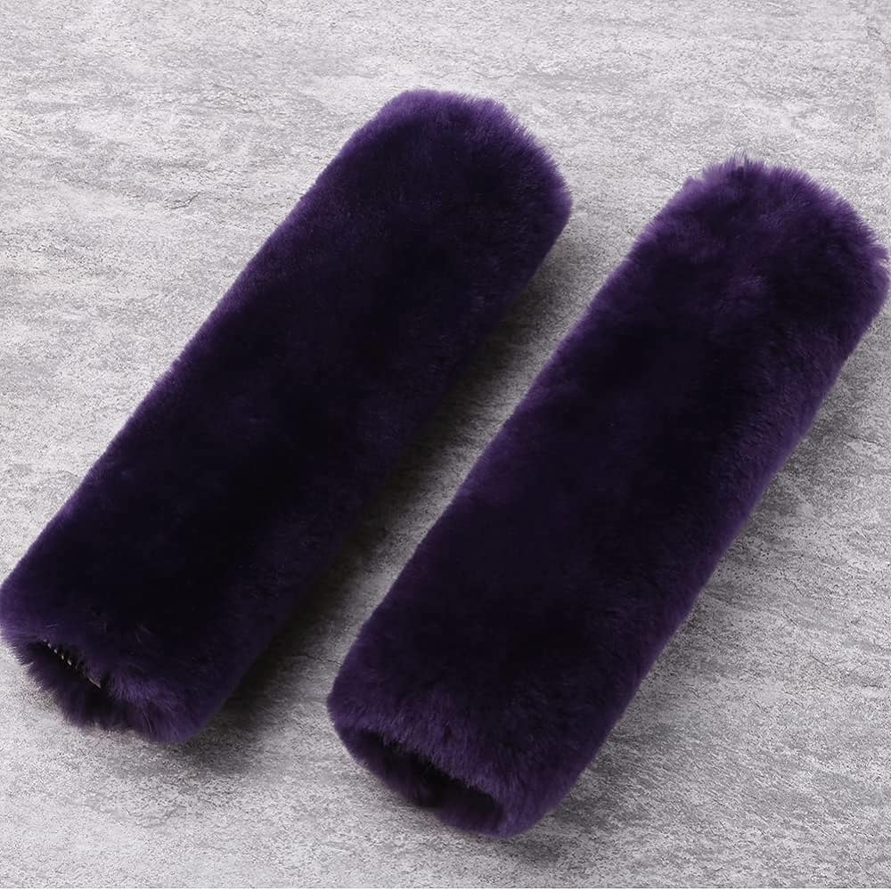 Natural Four Comfort Car Genuine Sheep Skin Car Seat Belt Pad Adult Soft Texture Shoulder Neck Cushion Pad Protector Genuine Australia Merino Wool Cover 2 Pack Pak-SBC02