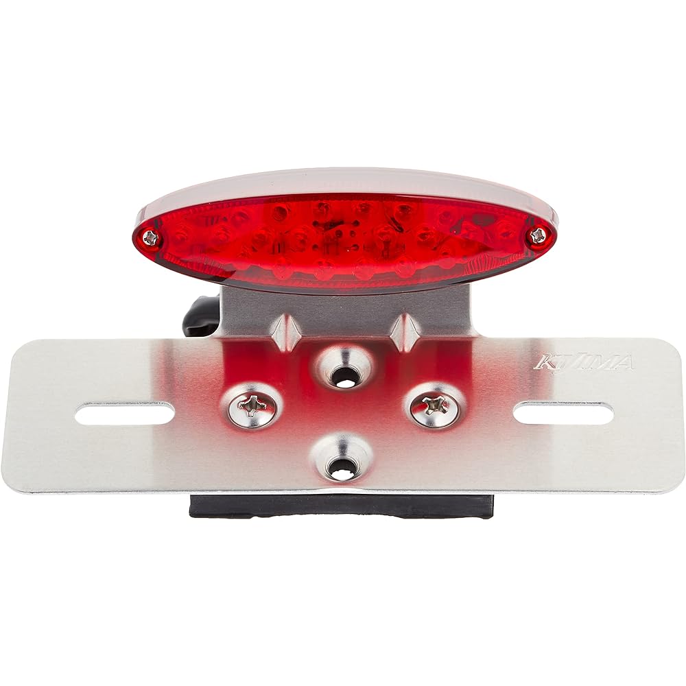 Kijima Motorcycle Parts Slim Cat's Eye Tail Lamp LED with Aluminum Plate 108x29mm for 12V Vehicles Universal Red 218-3111