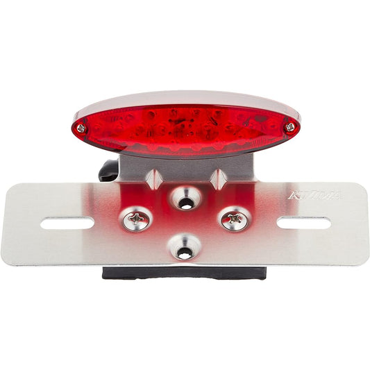 Kijima Motorcycle Parts Slim Cat's Eye Tail Lamp LED with Aluminum Plate 108x29mm for 12V Vehicles Universal Red 218-3111