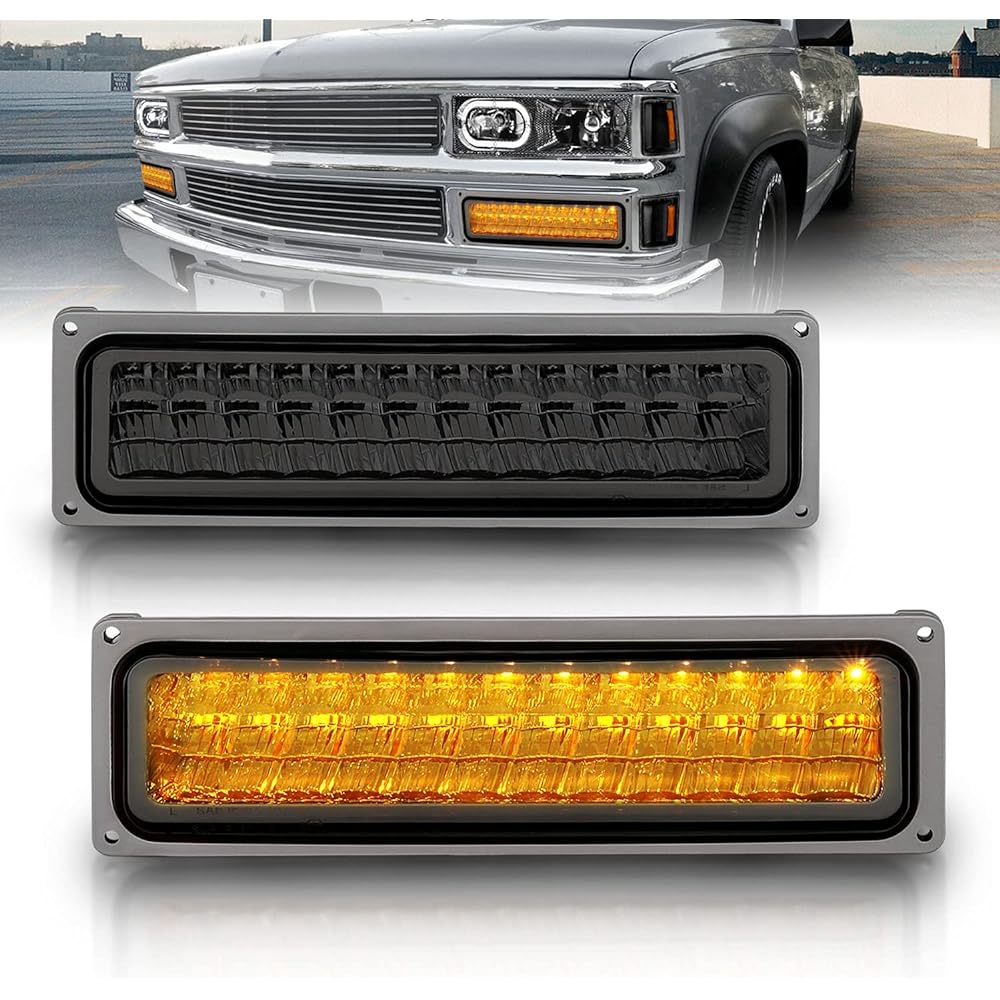 AMERILITE Smoked LED Parking Winker Light Set Full Size/Blazer/Subburn for Sierra/Yukon -The passenger seat and driver's seat side