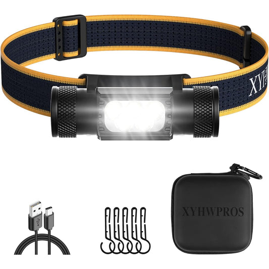 Headlight Rechargeable, Light and Bright 1100 Lumens Sealed Waterproof LED Headlamp Dustproof 9 Lighting Modes SOS Flashing 180 Degree Adjustable Light Focusing/Hidden Charging Port Extendable Headband Lightweight Outer Disaster Prevention/Climbing Fishi