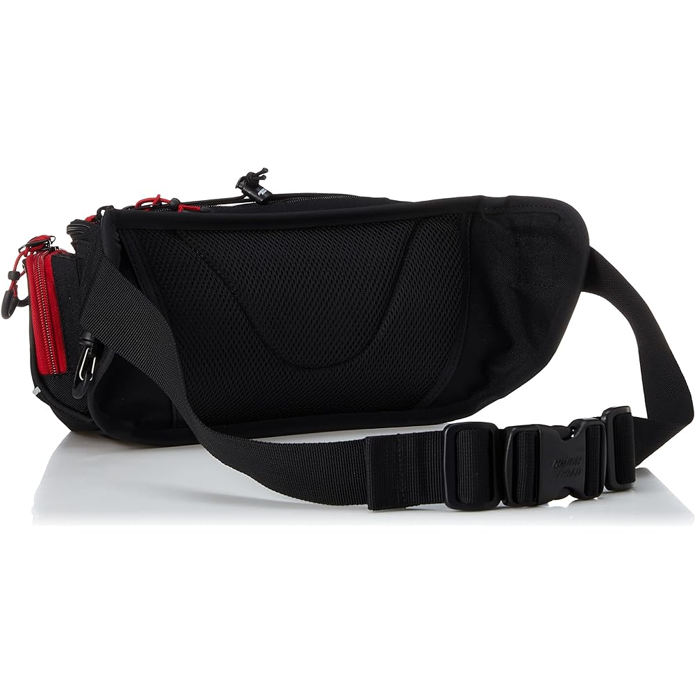 ROUGH&ROAD Waist Bag Rough Waist Bag Wide Black/Red W29XD10.5XH14cm (Maximum storage space) RR9612