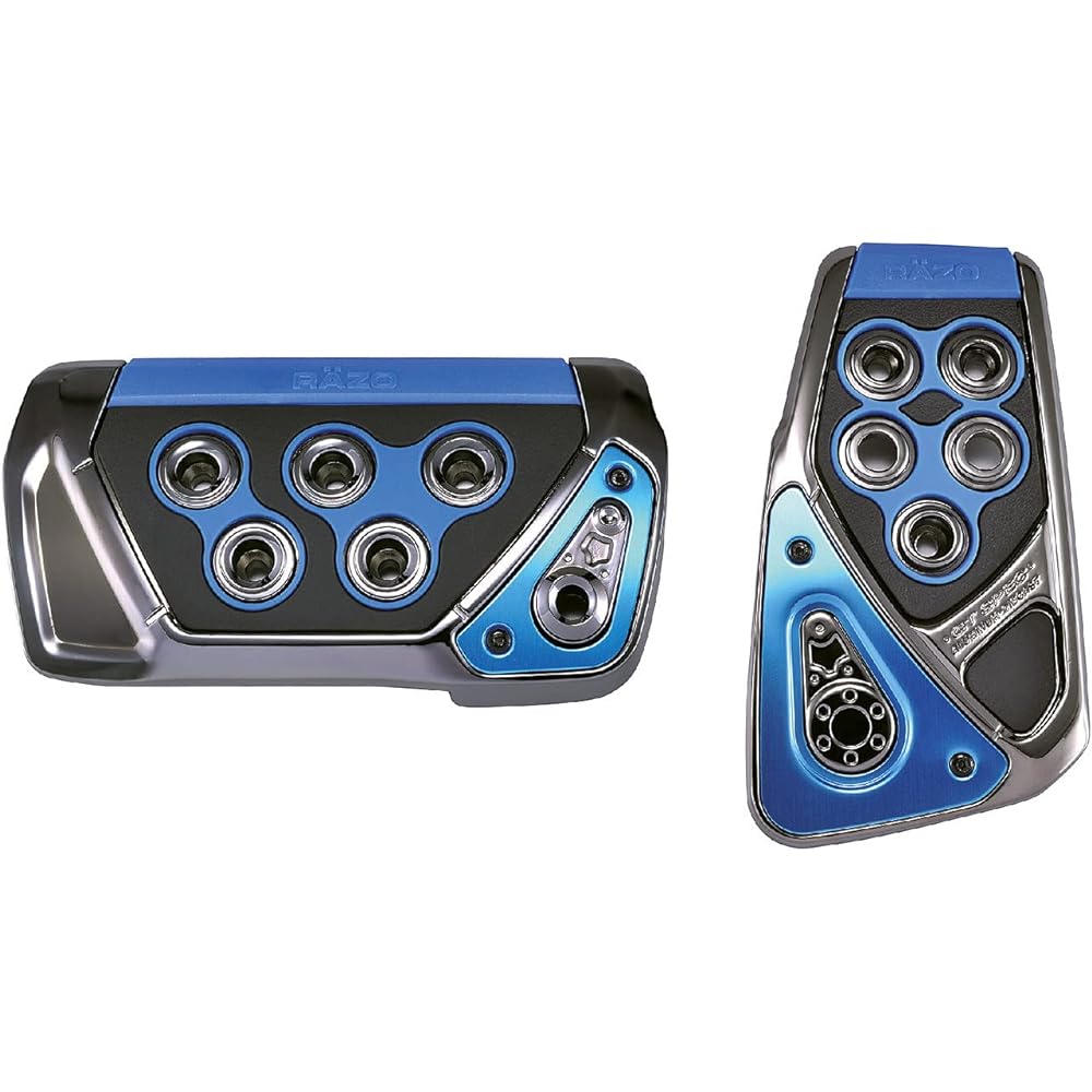 Carmate Car [Authentic GT Pedal Set] RAZO GT SPEC AT-S Aluminum Die-Cast Blue Anodized Accelerator/Brake Cover RP101BL