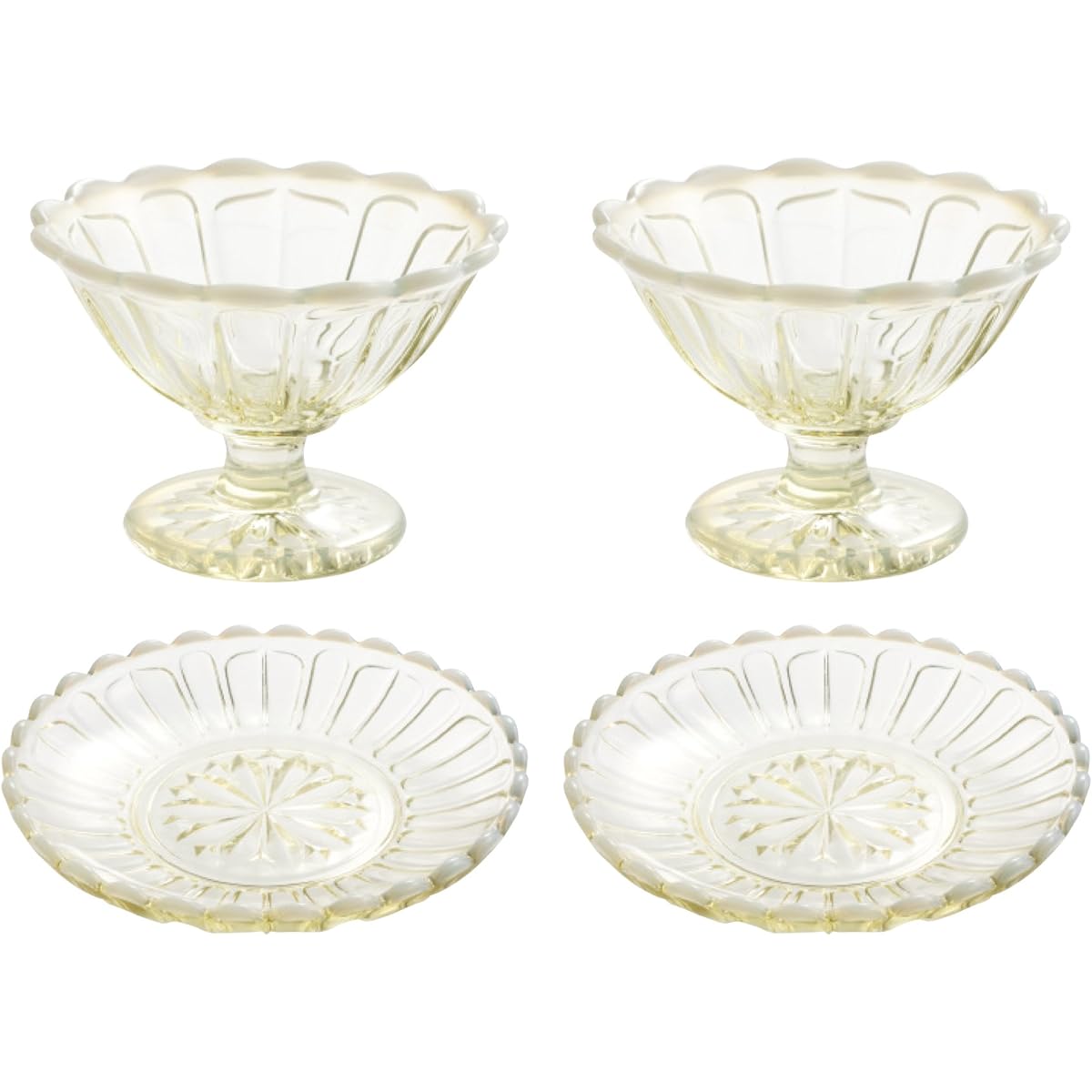 Hirota Glass Ice Cream & Tray Set Ancient Color 3829-OA