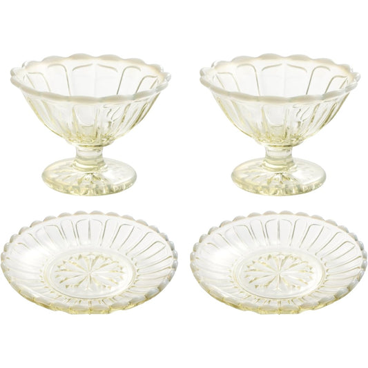 Hirota Glass Ice Cream & Tray Set Ancient Color 3829-OA