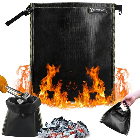 Tovelent Fire Extinguishing Bag, Compact Charcoal Holder, Charcoal Bag, Carry, Highly Airtight, Safely Take Your Charcoal Home with You, Heat Resistant, Flame Retardant, Camping, 32*33.5cm