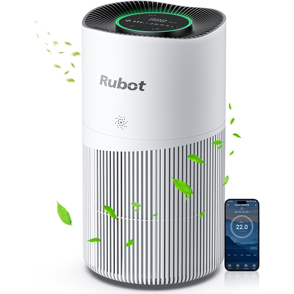 RUBOT Air Purifier, 23 Tatami Mats, Deodorizing, Deodorizing, Dust, Pollen, PM2.5, Pet, Quiet, Energy Saving, Pet Odor, Timer Function, Child Lock Included, Bedroom/Living Room/Entrance/Toilet, PSE Certification, Japanese Instruction Manual, Air Purifier